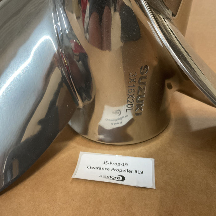Clearance Propeller #19 - Suzuki Boat Propeller Stainless  3 x 16 x 20L - 58200-93L20