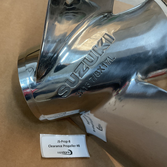 Clearance Propeller #8 - Suzuki Boat Propeller Stainless 3 x 13 7/8 x 17L - 58200-92JA0