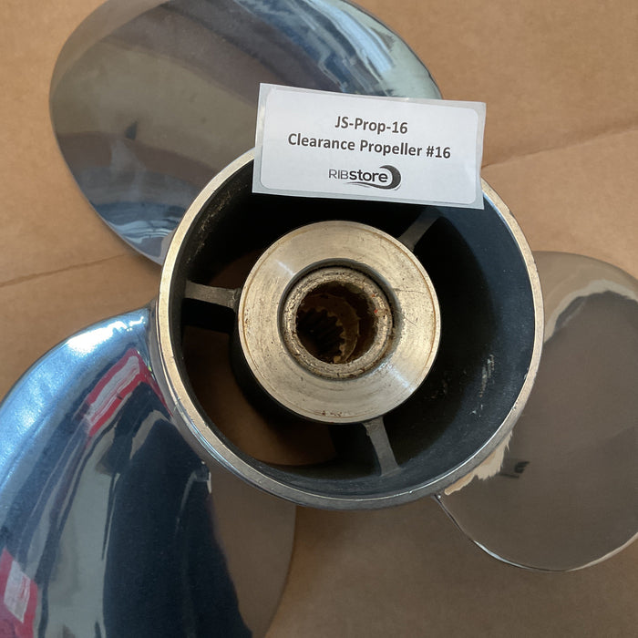 Clearance Propeller #16 - Suzuki Boat Propeller Stainless  3 x 15 1/2 x 17L - 58200-96JA0