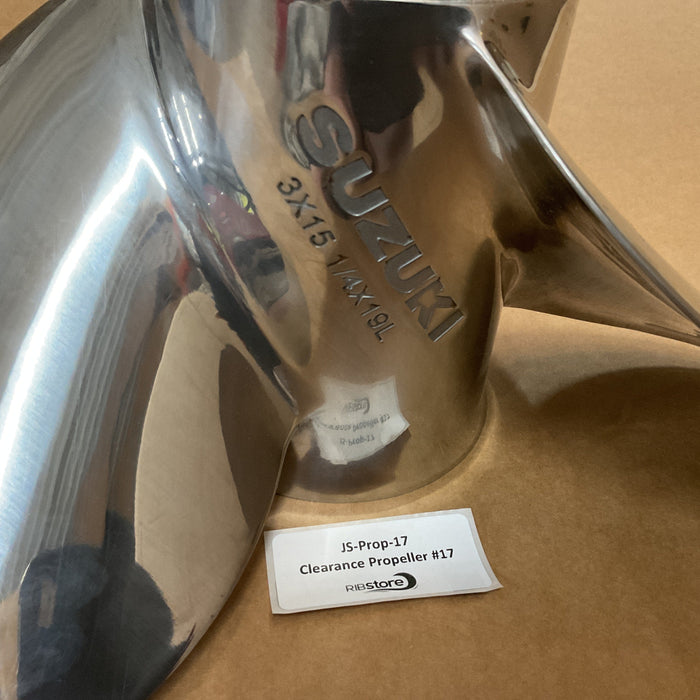 Clearance Propeller #17 - Suzuki Boat Propeller Stainless  3 x 15 1/4 x 19L - 58200-96JC0