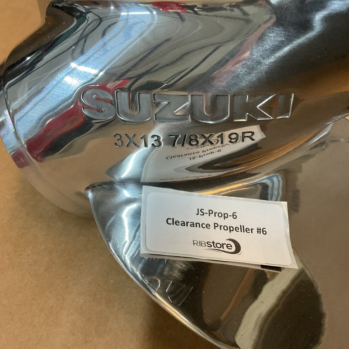 Clearance Propeller #6 - Suzuki Boat Propeller Stainless 3 x 13 7/8 x 19R - 58200-92J60
